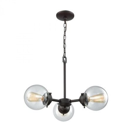 Thomas Beckett 3-Light Chandelier in in Oil Rubbed Bronze with Clear Glass CN129321
